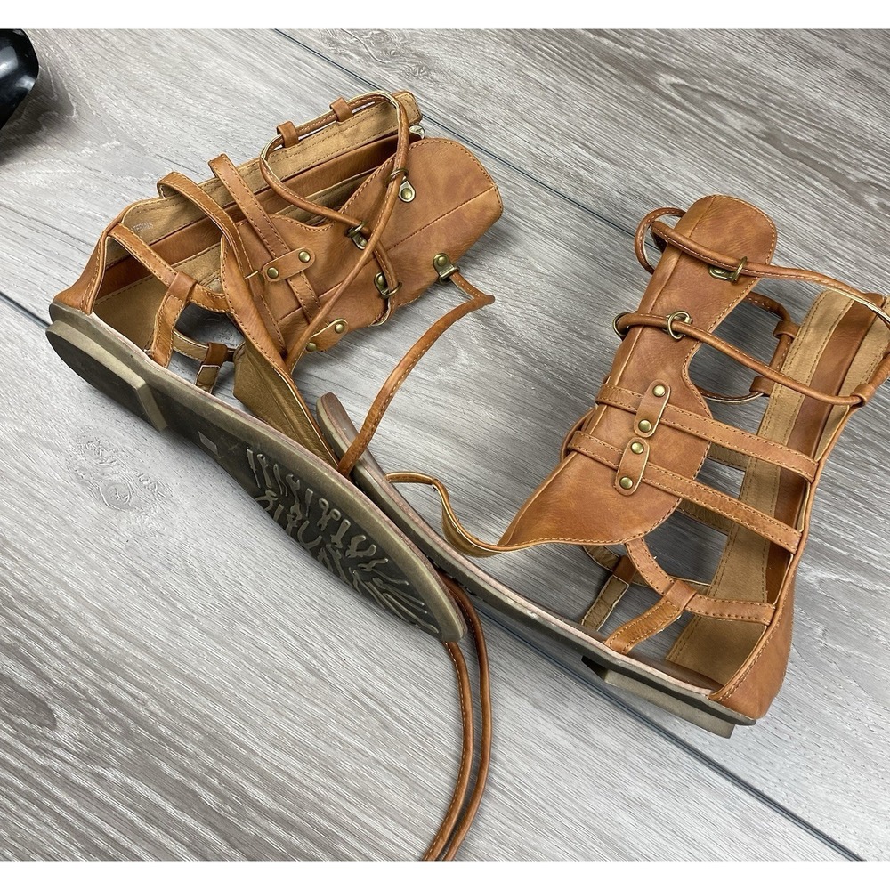 Liliana Women's Cage Strap Gladiator Sandals Brown Size 9